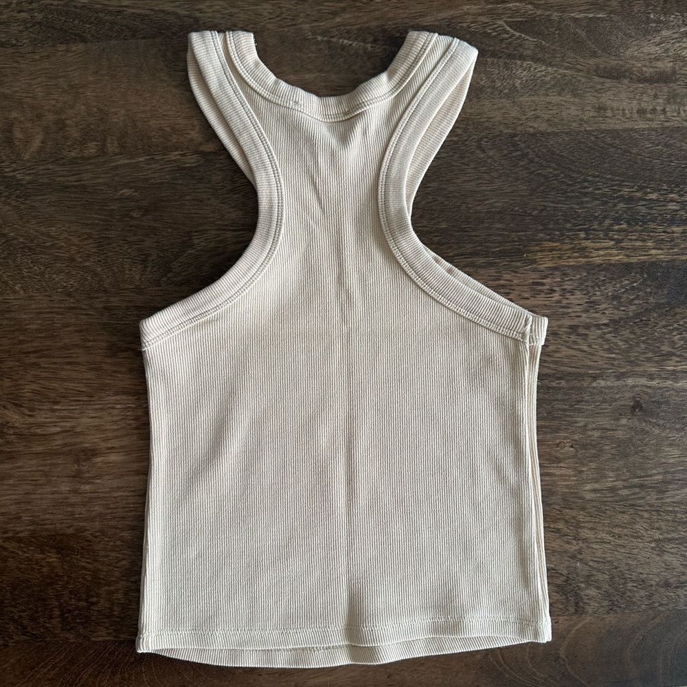 Zara Ribbed Inverted Racerback Tank Top in color nude - Picture 5 of 5